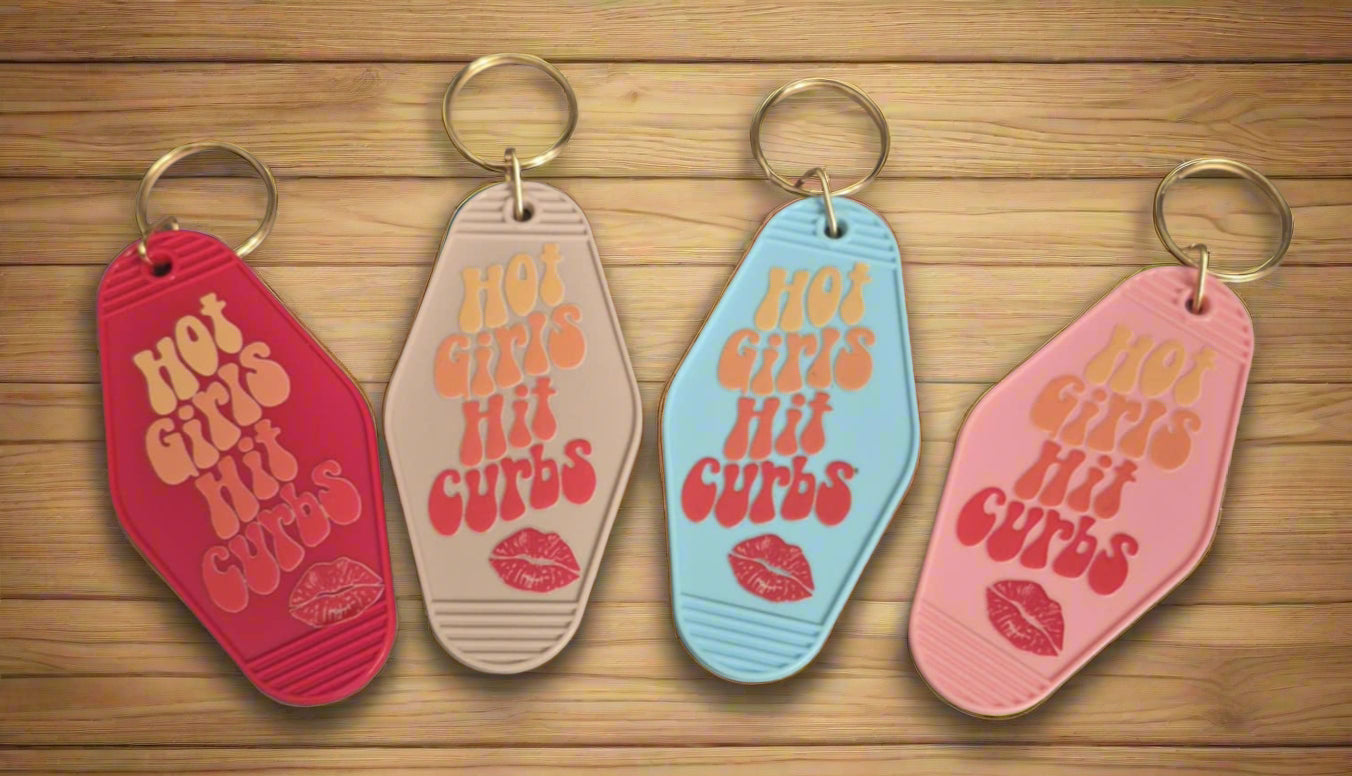 Hot Girls Hit Curbs Motel Keyring