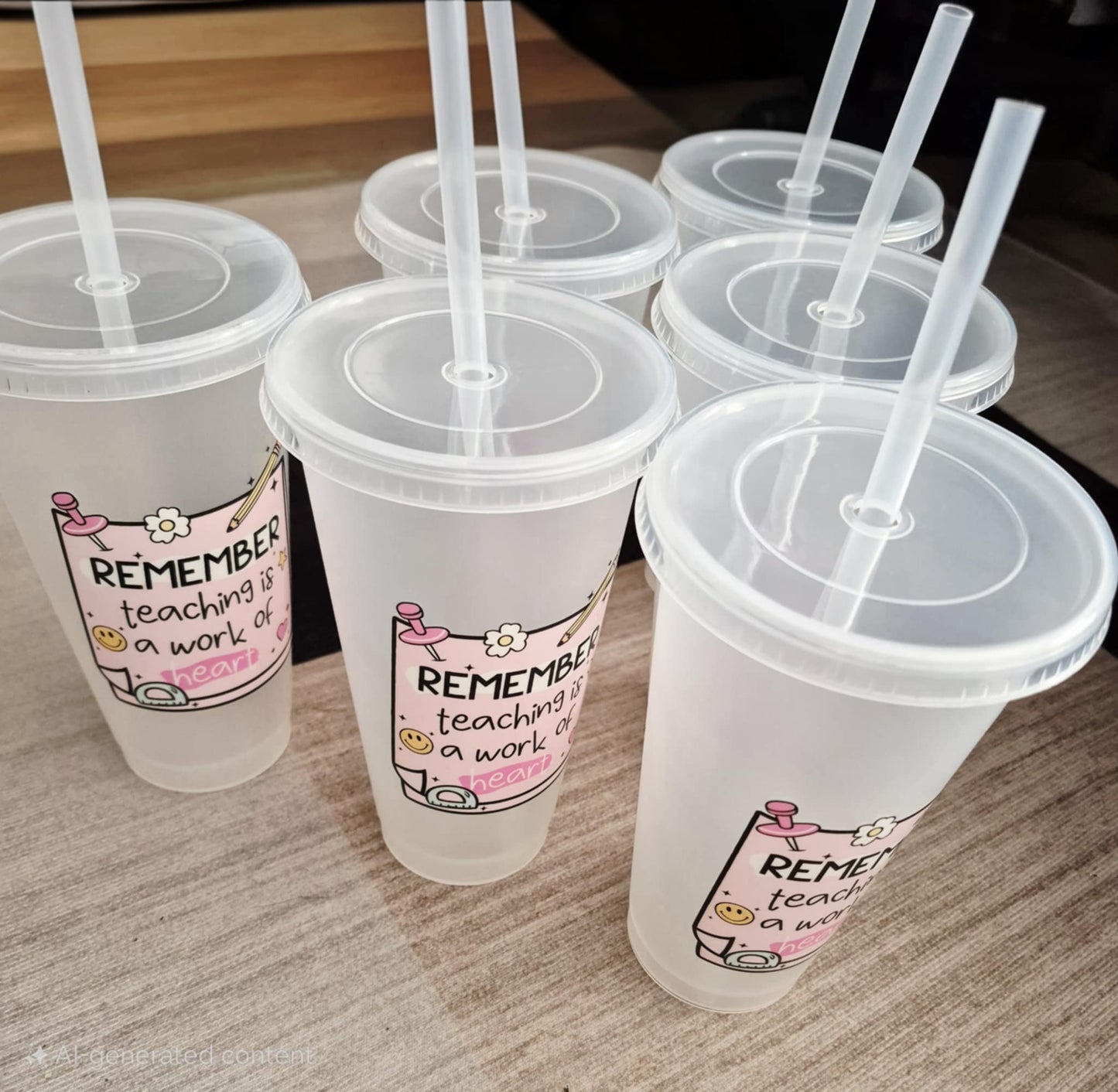 Personalised Teacher Cup 24oz - Remember Teaching Is A Work Of Heart