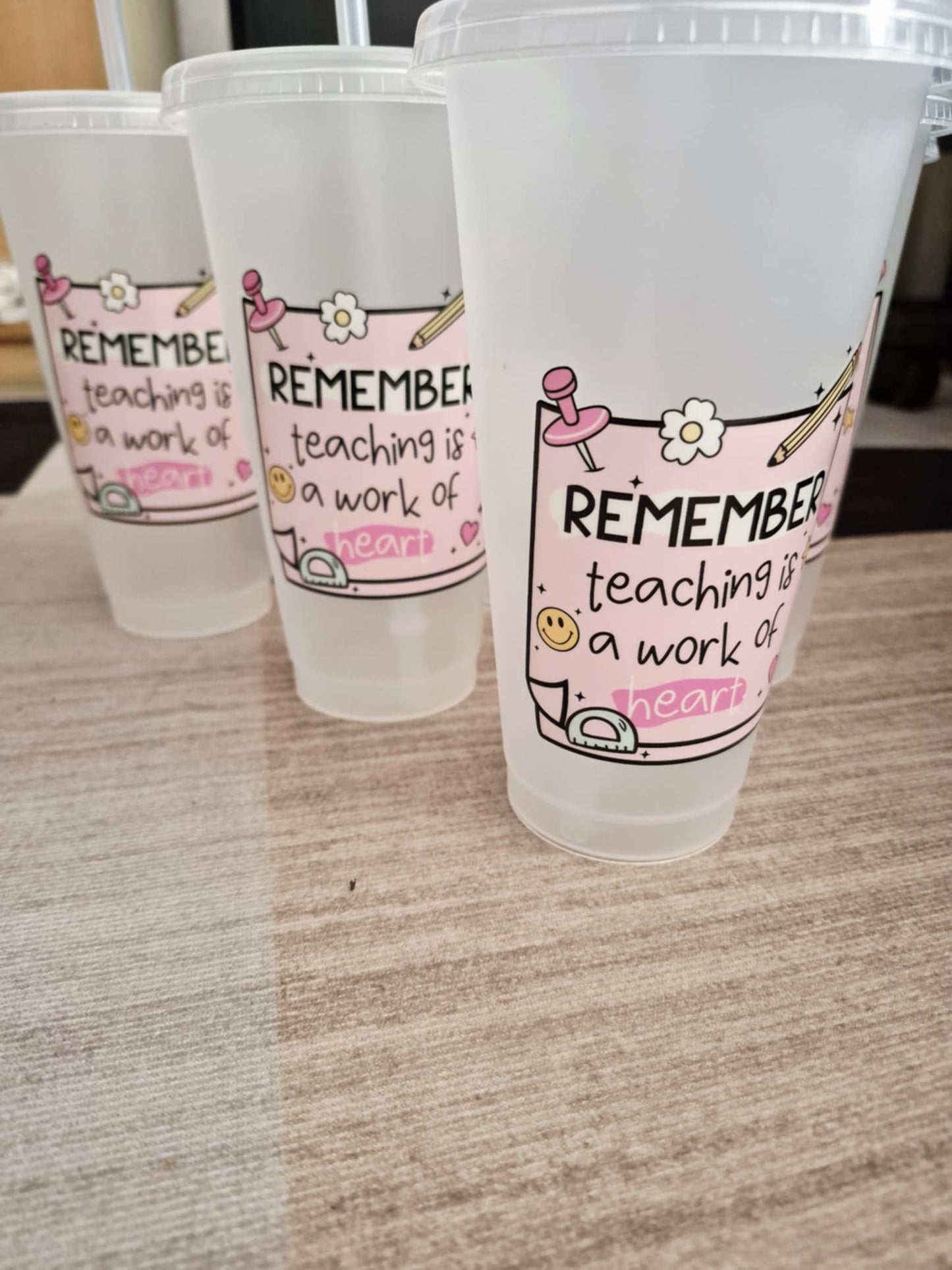 Personalised Teacher Cup 24oz - Remember Teaching Is A Work Of Heart